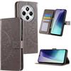 HTDELEC Cover per Xiaomi Redmi 14C 4G / Redmi A4 5G,Flip Custodia a Libro Magnetica Portafoglio Premium Protettiva in Pelle Porta Carte Case - Grigio