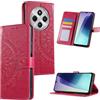 HTDELEC Cover per Xiaomi Redmi 14C 4G / Redmi A4 5G,Flip Custodia a Libro Magnetica Portafoglio Premium Protettiva in Pelle Porta Carte Case - Rosso