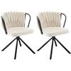WOLTU Sedia da Pranzo Girevole Set di 2, Poltrona Imbottita con Schienale Intrecciato e Gambe in Metallo, Sedia Scandinava, Velluto,Crema EZS72cm-2