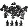 QUARKZMAN 20 Set Borchie Punta Conica, Borchie 7x10 Mm e Rivetti Vite Metallo con Punta per Cinture, Borse, Scarpe, Fai Te, Pelletteria, Nero
