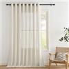 PONY DANCE Tende Lino per Interni Moderne con Anelli Filtro Luce Tende Semitrasparenti per Salotto Eleganti Curtains Camera da Letto 1 Pezzo L 300 x A 200 CM, Beige