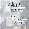 TranRantic 2 Pezzi Mensola Doccia Senza Foratura,Mensole da Muro per Doccia,Mensola Bagno Adesiva,Portaoggetti Doccia in Acciaio Inox,Facile da Installare Porta Shampoo Doccia da Appendere(Bianco)