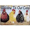 SUPERDANT Insegne in metallo con gallina, cartello in latta con scritta Welcome to our Coop (lingua italiana non garantita) con animali della fattoria, poster artistico in ferro, per casa, soggiorno
