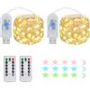 MUXIJIA Luci a stringa a LED, 50 LED, funzione timer, 8 modalità Luci a stringa USB impermeabili per esterni/interni con telecomando per camera da letto, cortile, matrimonio, Natale, ecc. (bianco caldo)