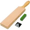 SHARPAL 205H Kit di coramella in pelle a doppia faccia (330 x 60 mm) con pasta lucidante da 53 g e guida di angolazione, blocco di coramella per affilare e levigare i coltelli