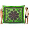 o-day Telo Mare Matrimoniale Cotone Etnico - Telo Mare Grande 240x220cm - Coperta Da Spiaggia XXL Artigianale Multifunzione (Fiori in Volo, Verde Salvia)