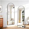 Weare Home Specchio da Terra ad Arco, 161 x 52 cm, Specchio da Parete, Grande Specchio con cornice in alluminio, Appenso o appoggiato alla parete, Specchio in piedi per Soggiorno, Camera da letto