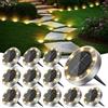 Peasur Luci Solari da Giardino, 12 Pezzi Faretto Led da Esterno Solare da Terra, 8 LED Sepolta Faretti Solari Impermeabile per Prato, Scala, Paesaggio (Bianco Caldo)