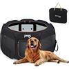 KingCamp Recinto Gioco per Cani 127 x 127 x 60 cm, Pop-up Recinzione Pieghevole con Rete Traspirante per Animali Domestici, Portatile Box per Gatto Coniglio Interno Esterno, in Tessuto Oxford, Nero L
