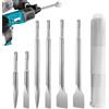 Senchinner SDS Plus - Set di 6 scalpelli per piastrelle, con 2 scalpelli piatti, 2 scalpelli larghi, 2 scalpelli a punta, per cemento, muratura, piastrelle e pietra naturale, compatibile con martello perforatore