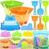 KDISHKRA 14 Pezzi Giochi da Spiaggia per Bambini con Secchiello Castello, Formine per Sabbia, Palette e Borsa Rete, per Sabbiera, Spiaggia, Giardino, Viaggi, Vacanze Estive e Giochi all'Aperto