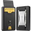 TRAVANDO SWYPE Alluminio Portafoglio Uomo Slim - Portacarte Protezione RFID - Porta Tessere piccolo con cinturino Porta Soldi - Portafogli Di Credito - Smart Wallet (Nastro di denaro, XL Nero)