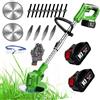 Voltix Decespugliatore a batteria, Tagliaerba Elettrico Senza Filo, Tagliabordi con 2 Batteria Testata Regolabile e Maniglia Telescopica (Verde)