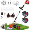 Innopower Decespugliatore a Batteria 21V, Tagliabordi a Batteria con 2 Batterie, 4 Tipi di Lame, Ruote Regolabili, Impugnatura Regolabile, Tubo Telescopico, Testa Girevole 90° per Giardino Potatura