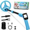 Smofrees - Metal detector per bambini, ricaricabile tramite USB, regolabile, da 61 a 86,4 cm, portatile, con divertente display LCD, per esplorazioni all'aperto, colore: blu