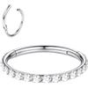 BodyBonita G23 CZ Titanio Piercing Naso - 16G Anelli per Setto Nasale Cerchio Clicker Cartilagine Orecchino per Donna Elica Rook Trago Conch Piercing Gioielli Anello Daith Argento 12mm