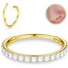 BodyBonita G23 CZ Titanio Piercing Naso - 20G Anelli per Setto Nasale Cerchio Clicker Cartilagine Orecchino per Donna Elica Rook Trago Conch Piercing Gioielli Anello Daith Oro 10mm