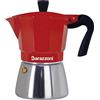 Barazzoni Spa BARAZZONI, Caffettiera, Alluminio e Acciaio, Modello Hybrid Rossa, 3 Tazze, Sicura, Solida, Elegante, Manico e Pomolo anti-Scottatura, Non Rovina i Piani ad Induzione, Accademia Maestri del Caffè