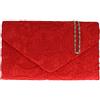 Girly HandBags H&G Ladies raso pizzo pochette tracolla catena da sposa elegante sera Womens - rosso