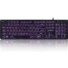 Perixx PERIBOARD-317R - Tastiera cablata retroilluminata USB, grande lettera stampata, LED bianco, tasti rotondi eleganti - Inglese US