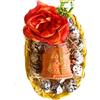 NARAMAKI Baci Perugina Idee Regalo Festa della Mamma 2025 - Cestino in Vimini Colorato + Bag Perugina 125g + Rosa Artificiale Pesca + Campana Ceramica Arancione 14cm - Confezione Regalo (Arancione)