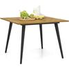 COSTWAY Tavolo da Giardino in Legno di Acacia, Tavolo Rettangolare con Struttura in Acciaio e Foro per Ombrellone, Tavolo da Pranzo Giardino Ideale per Giardino Cortile Balcone (107 x 107 cm)