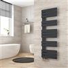 Heilmetz Scaldasalviette elettrico bagno a tubo piatto 1176 x 400 mm，Radiatore portasciugamani monofacciale ，attacco laterale per portasciugamani ad acqua calda, Antracite