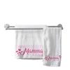 Generico Set 2 asciugamani bagno personalizzati 100% cotone Idea Regalo Festa della Mamma Donna Natale made in Italy asciugamano viso e ospite bianco con stampa personalizzata bagno doccia biancheria casa 2