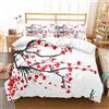 Tomifine Copripiumino Set Rose Flower Stampa Romantico Floreale Biancheria da letto Set Fiori Modello Copripiumino con federe in microfibra (Singolo 135x200 cm,Bianco Rosso)