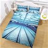 OUSIKA Set Di Biancheria Da Letto 3 Pezzi Motivo Stampati In Piscina Blu 3D 240X220Cm, Set Copripiumino Matrimoniale Adulti In Microfibra Con Chiusura A Cerniera E 2 Federe 50X80Cm
