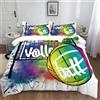 XCQHZYQ Set Copripiumino Letto Matrimoniale 200x200 cm Pallavolo Color Arcobaleno Stile Disegnato A Mano 1 x Copripiumino e 2 x Federe Biancheria da Letto Cotone Poliestere per Ragazzi e Ragazze