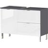GERMANIA DIE MÖBELMACHER GW-Mauresa 8530-569 Mobile Base WB, Frontali Lucidi, Un cassetto, Pannello Superiore con Fessura per Il sifone, Grafite/Bianco, (L/H/P), 80 x 56 x 34 cm