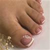 Boloshine 24 Pezzi Stampa Francese Sulle Unghie Dei Piedi, Unghie Finte Piedi Quadrate Corte Acrilico, Copertura Completa Artificiali Fake Toe Nails 12 Taglie per Donne Ragazze - Fiori Di Bordo Bianco