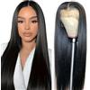 AOWVUTS 13x6 Straight Lace Front Wigs Parrucca Donna Glueless Parrucche Lunghe Capelli Sintetici Lisci Resistenti 180% Density Brazilian Virgin Wigs Pre Plucked per Quotidiano Naturali Colore (Lunga)