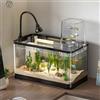 MYBSXKEOZ Mini Acquario Di Vetro Completo, Acquario Aqua Con Led E Filtro,Small Jar Fish Starter Kit, Kit Iniziale Per Acquario Piccolo, Acquario Da Tavolo Per Pesci Betta, Pesci Rossi