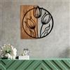 Wallity Elegante accessorio decorativo da parete in legno, 56 x 57 cm, 100% vero legno (3 cm) e metallo (1,5 mm), finitura unica noce e nera, perfetto per la decorazione della casa