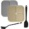 HUATEEN Tappetino per Leccare il Cane,2 PCS Tappetini da Leccare Anti Ingozzamento in Silicone per Cani e Gatti con Raschietto e Spazzola Lick Mat Tappetino per l'alimentazione 20x20cm