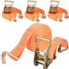 GBACHOOSE 4 cinghie di tensione da 3000 kg, cinghie con tatsche 6 m x 38 mm, arancione cinghia di tensionamento con gancio, cinghia di ancoraggio per rimorchio, moto, auto, merci