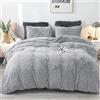 Lanqinglv Peluche - Copripiumino 220 x 240 cm, colore: grigio chiaro, in flanella, invernale, caldo, piumino, 2 federe 65 x 65 cm