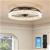 VOLISUN Ventilatore Da Soffitto Con Luce e Telecomando, 6 Velocità E Dimmabile, Lampadario Ventilatore Moderno, Ventilatore Da Soffitto LED Silenzioso Per Camera Da Letto E Soggiorno (Nero, 50CM)