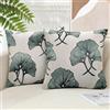 Inhobbok Fodera per Cuscino 45x45 Set di 2 Ginkgo Verde Turchese Fodere per Cuscini Verde per Divano in Velluto di Poliestere Dal Design Moderno, Lussuose Fodere per Cuscini per Soggiorno,Divano,Letto, Casa