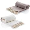 Nosy Nomad Telo Hammam Pestemal Turco Set di 2 100% Cotone Assorbente ad Asciugatura Rapida per Bagno, Palestra, Spiaggia, 100cm*180cm, 435 gr, Telo Compatto per Viaggiare, Spa, Picnic, Coperta (Beige/Crema)