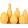 QIANLING Set di 6 vasi in ceramica gialla con gemme, decorazione per casa colonica, caminetto, mantello e mensola, casa per soggiorno, ingresso, bagno, cucina e ufficio, decorazione per tavolino da caffè