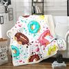 Loussiesd Girly Coperta in pile con ciambelle dolci Sherpa per bambini ragazzi ragazze Ciambelle Ciambelle Cioccolato Panna Coperta in Peluche Graziosa Arredamento Dolce Coperta Fuzzy per Divano Letto