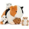 MorisMos Porcellino d'India Peluche Grande con Cuccioli nella Pancia, Realistico Criceto Pupazzo Giocattolo di Peluche Morbido, Carino Regalo per Bambini Ragazza Ragazzo Compleanno Natale (50cm)