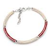 DUR-Schmuck DUR -Gioielli Bracciale da donna con sabbia e corallo - Argento 925 rodiato - fatto a mano - 16,5 cm + 4 cm di estensione - Gioielli eleganti A1843, Länge: 200 mm, Breite: 4mm, corallo, argento 925