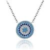 NewL Popolare 925 Sterling Silver Round Blue Crystal Lucky Blue Eyes Donne Ciondolo Collane Autentico Argento Gioielli