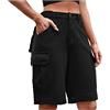 Briskorry Pantaloncini cargo da donna, militari, elasticizzati, con tasche diverse, a vita alta, per il tempo libero, per attività all'aria aperta, da lavoro, per le attività all'aria aperta