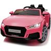 FINOOS Macchina Elettrica Per Bambini A.U.D.I. TTRS 12V Auto elettrica Bambini, con Telecomando 2,4 GHz, Batteria: 12V4.5AH, 2 x Motore 30 Watt (Rosa)