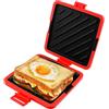 JEJUWE Macchina per toastie e sandwich per microonde, in silicone, senza fili, tecnologia Heatwave, tostapane, piastra antiaderente, per cucinare panini croccanti (rosso)